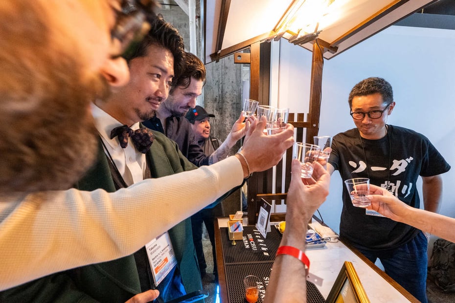 At the iichiko USA booth in the main venue, guest bartenders served cocktails made with iichiko.