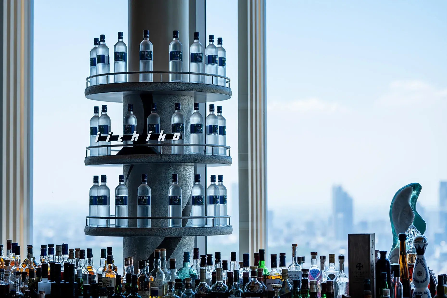 iichiko Saiten on display behind the bar at THE BAR, The Ritz-Carlton, Tokyo