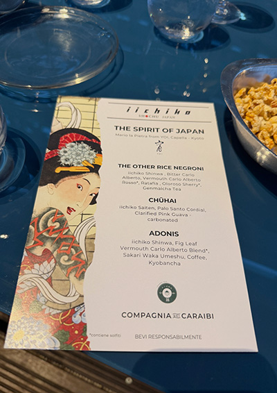 The menu of Mario’s iichiko cocktails at Piano35.